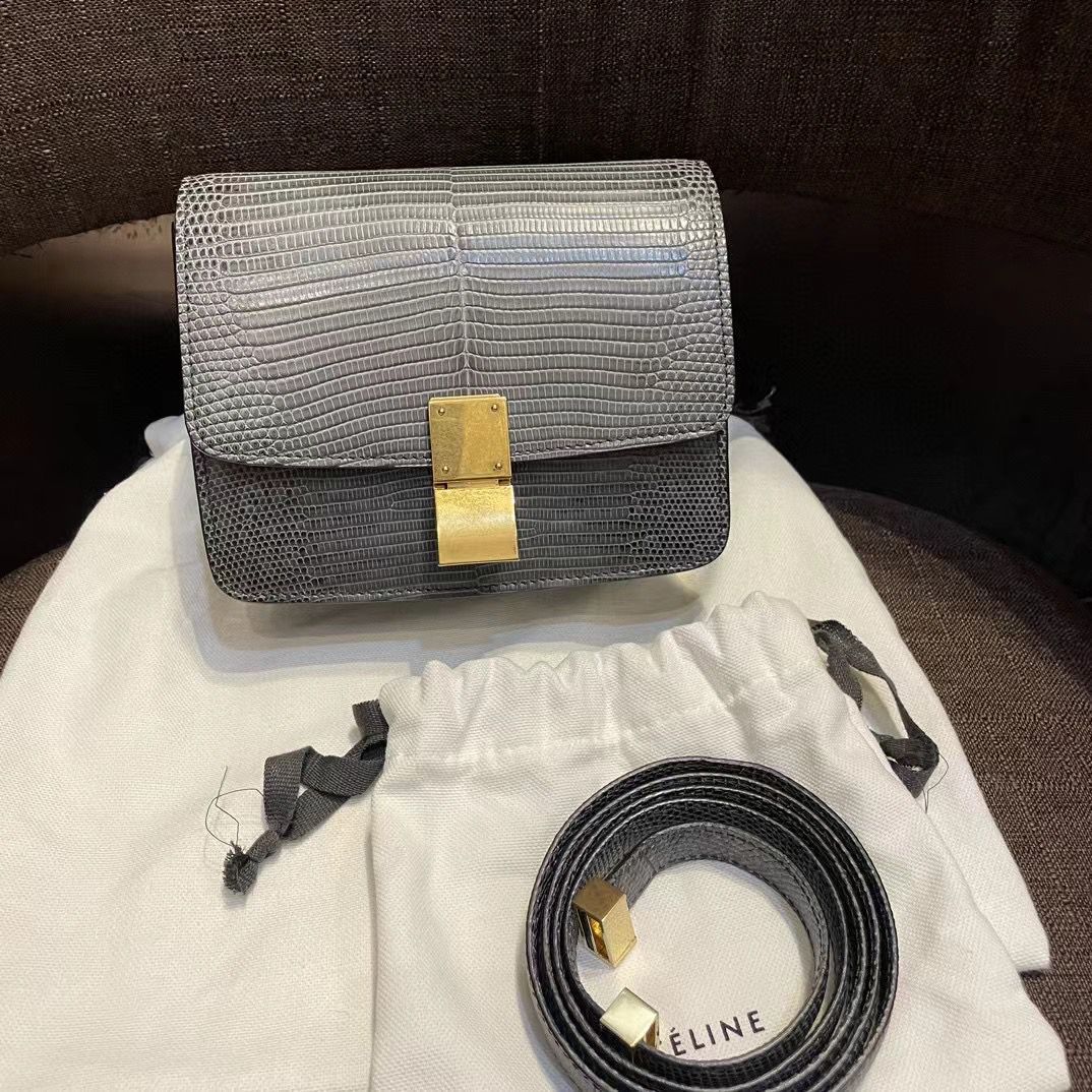 Celine Mini Box grey lizard skin - Manaddict