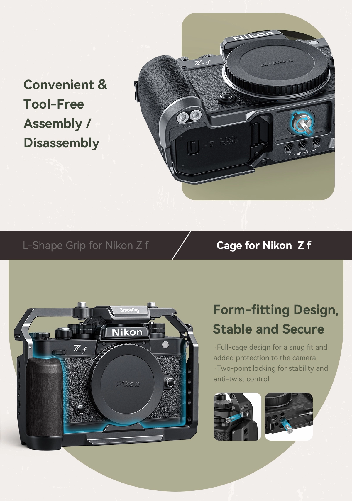SmallRig Nikon Zf L型 グリップ 4262 Amazon.com : SmallRig Z f Handgrip L-Shape Grip for Nikon