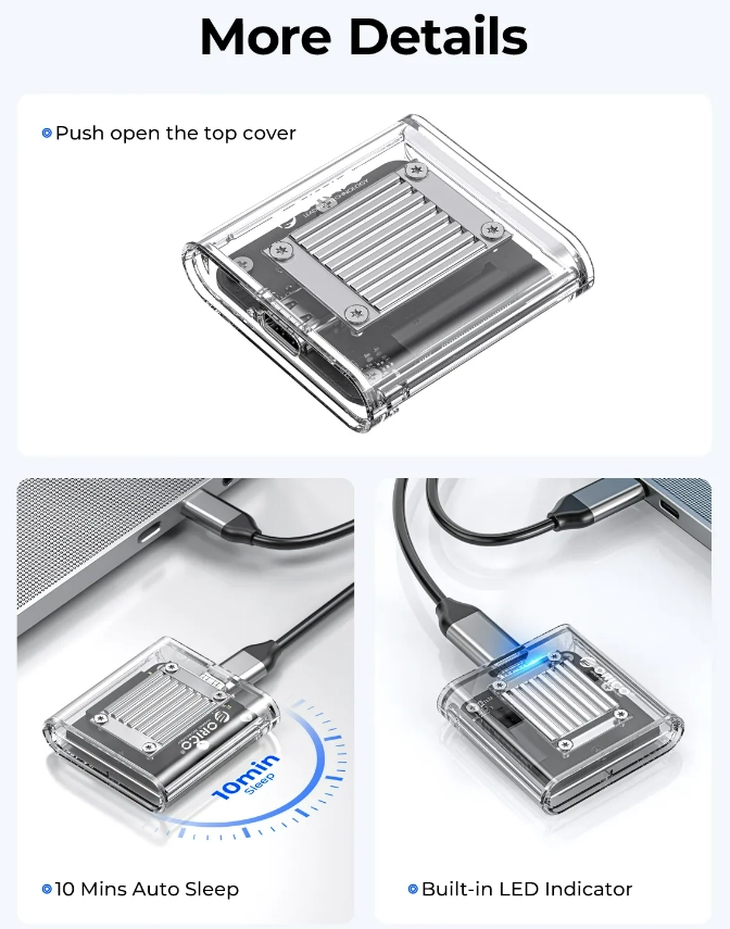 ORICO Transparent 透明Gen2 NVMe SSD 2230 Enclosure (10Gbps) [TC20
