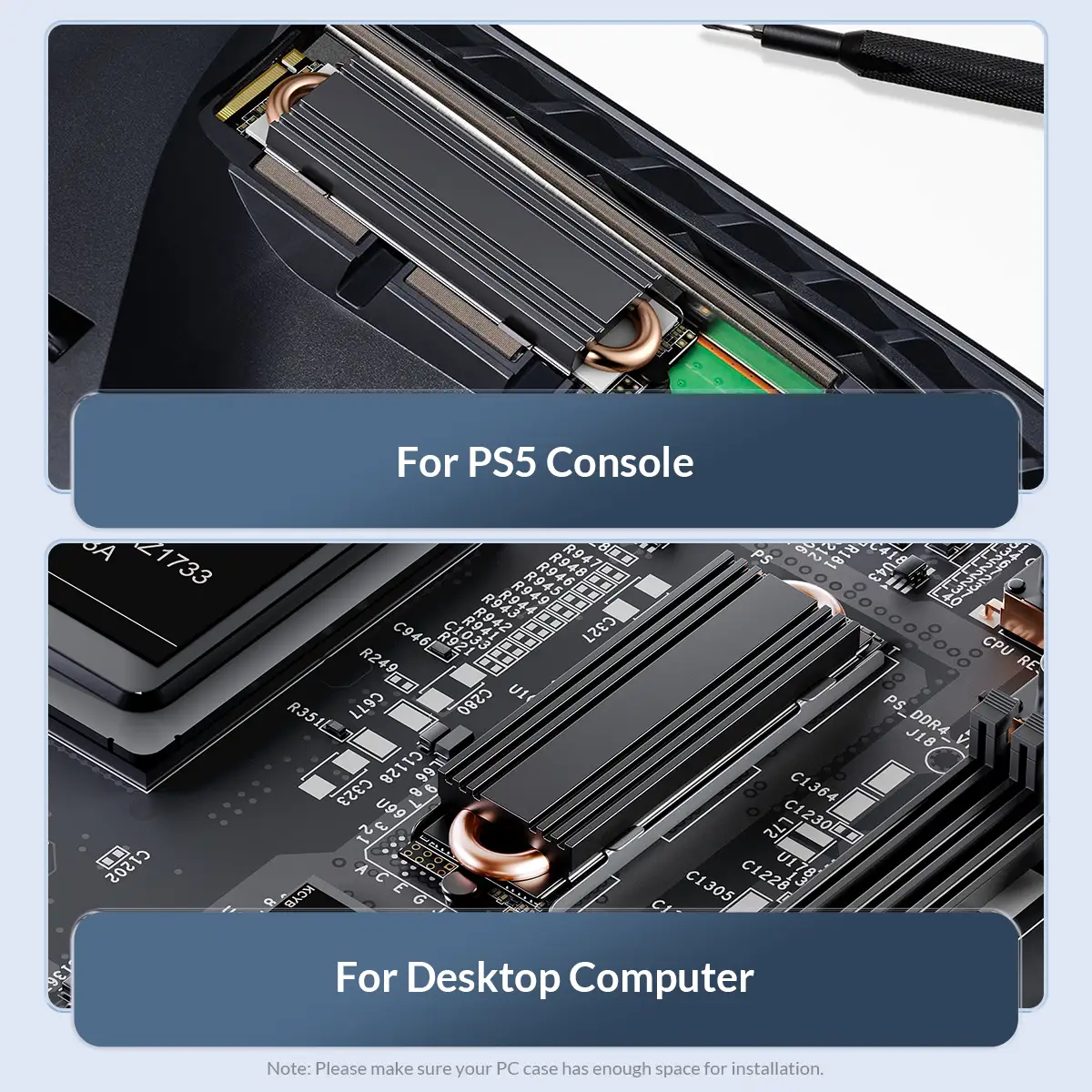 Orico M.2 Heat Sink Aluminum doubleside thermal pad design ORICOHK