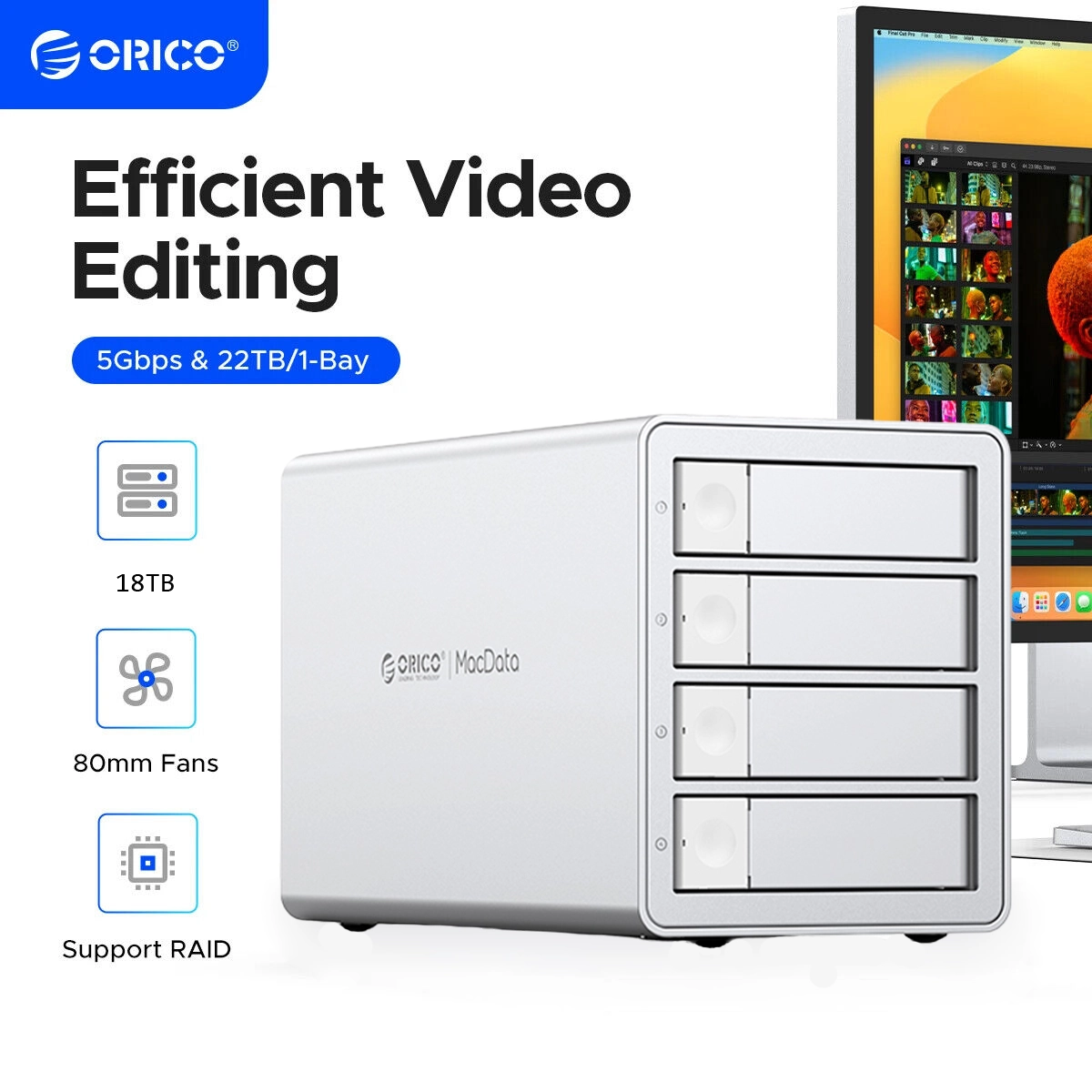 ORICO MacData 4 bay Hard Drive Enclosure With RAID & 150W